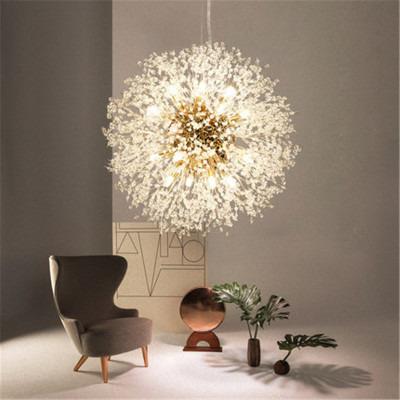 China Nordic D40cm Modern Dandelion Crystal Chandelier Living Room Lamp For Restaurant Bedroom Modern Lighting for sale