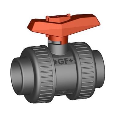 China +GF+ 375 Series PVC-U/FPM Manual Ball Valve - JIS d50 | Double Union Solvent Weld Ends | NSF 61 Certified for Water & Chemical Systems | Corrosion-Resistant Floating Ball Design for sale