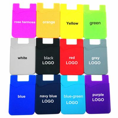 China Gift Adhesive Mobile Phone Silicone Phone Holder Hangle Smart Card Wallet Flexible Silicone Tri Case for sale