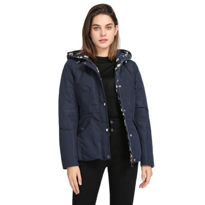 China Customized Plus Size Hooded Ladies Double Face Printing Plus Size Women Down Coat Winter Jacket for sale