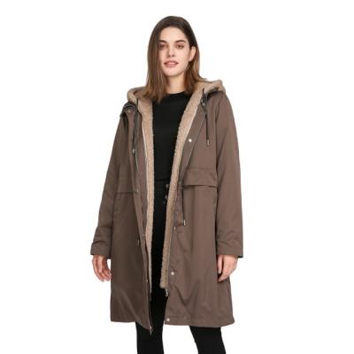 China Plus Size Customized Faux Wool Fur Hooded Down Long Plus Size Women Parka Jacket Winter Coats For Ladies for sale