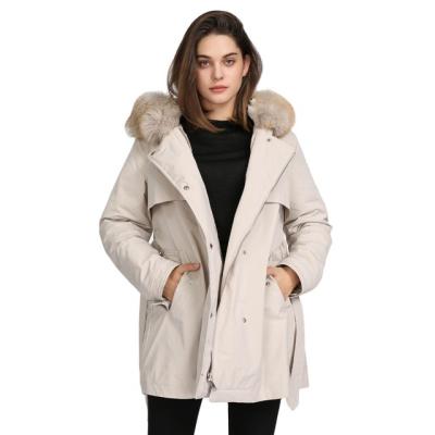 China Customized Plus Size Faux Fur Collar Warmer Hooded Womens Parka Waterproof Winter Down Jacket Bubble Coat Clothes for sale