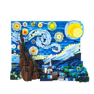 China The MOC 3D building block toy Van Gogh The Star Night building block educational baby painting toys for sale