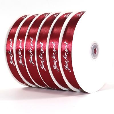 China Floral Ready To Ship Ribbon 1cm-2.5cm Wholesale Custom Gift Ribbon Satin Ribbon Just For You for sale