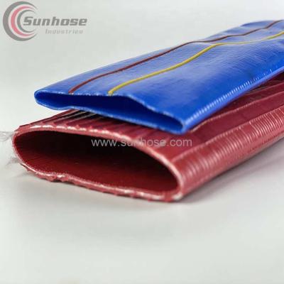 China Light Quality Large Diameter PVC Layflat Hose Blue Orange Plastic Water Pipe Manufacturer for sale