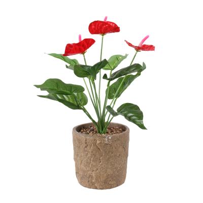 China Art Decor Ex Factory Price Artificial Anthurium Bonsai Plant For Office Decor for sale