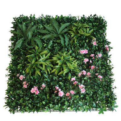 China Art Decor 1m*1m Green Plant Wall Panel Artificial Plastic Grass Wall Hedge For Outdoor Decor for sale