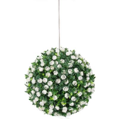 China Art Decor 30cm Artificial Pink Grass Ball Plastic Flower Grass Topiary Ball For Shop Decor for sale