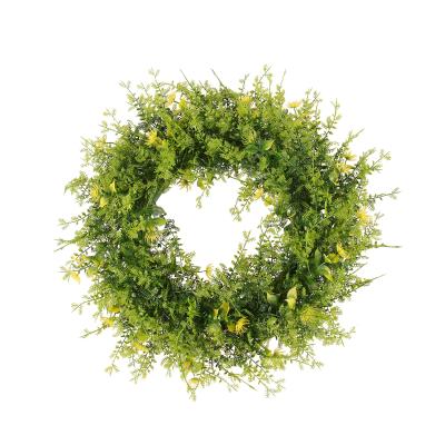 China Home Decotation High Quality Plastic Artificial Green Leaves Braid Boxwood Garland For Holiday Party Decoration for sale