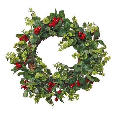 China Decotation Home Popular Artificial Plastic Green Boxwood Wreath For Indoor Decorative Green Wreath Spring Wreath for sale