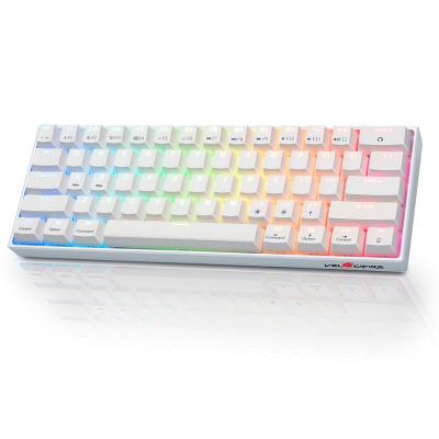 China Anti-ghosting New RGB Mac Keyboard 61Keys 60% Velocifire Wholesale Wireless White Mechanical Keyboard 2021 for sale