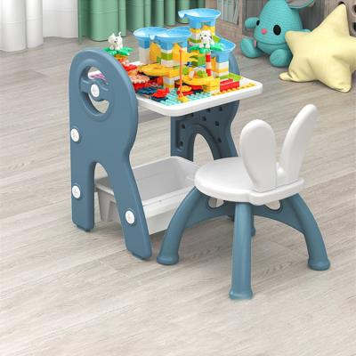 China Educational Toy Multifunctional Building Table And Chairs Blocks Toy Table Learn Game Desk Kids for sale