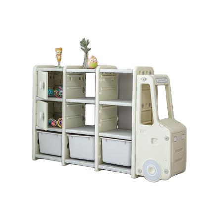 China Safe Storage Cabinet Toy Storage Shelf Plastic Toy Shelf Car Shape Kids Storage Cabinet for sale