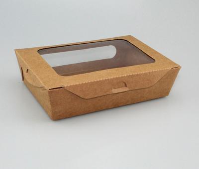 China Recyclable Kraft Paper Salad Packaging Box With Window for sale