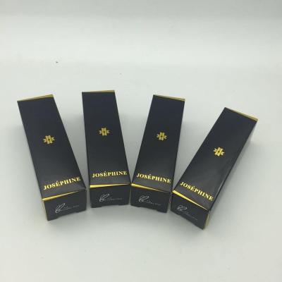 China USA Recyclable Custom Famous Brand Small Black Cardboard Lipstick Boxes , Cosmetics Boxes With Gold Foil for sale