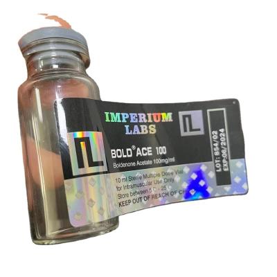 China Holographic Custom Your Own Design High Quality Laser Stickers 10ml Hologram Vial Paper Labels For Glass Bottle Packaging for sale