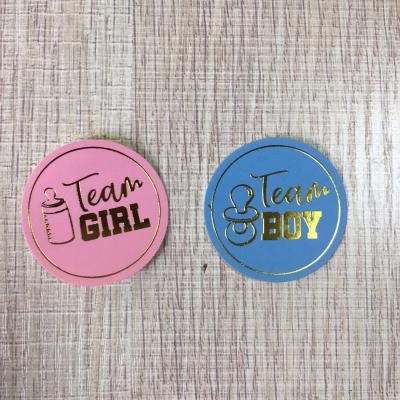 China 48pcs Team Boy Team Girl Baby Shower Sticker Party Decorations Heat Sensitive Gender Reveal Stickers for sale