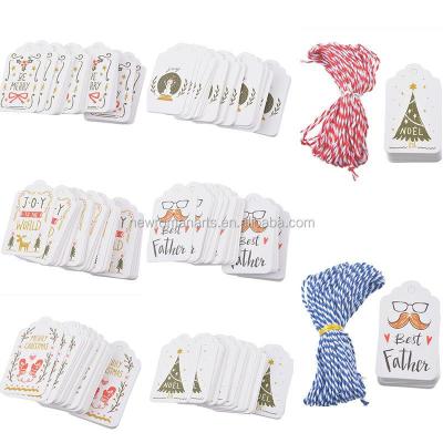 China Viable Paper Tags With String DIY Craft Label Luggage Gift Christmas Decoration Hanging Ornaments For Home Navidad for sale