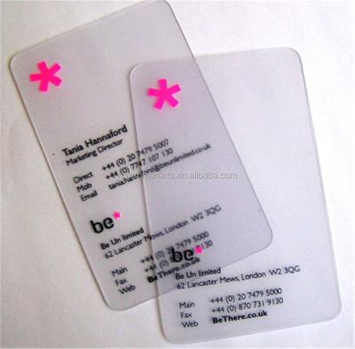 China Business Matte Finished One Side Printing Transparent Name Cards PVC Business Card for sale