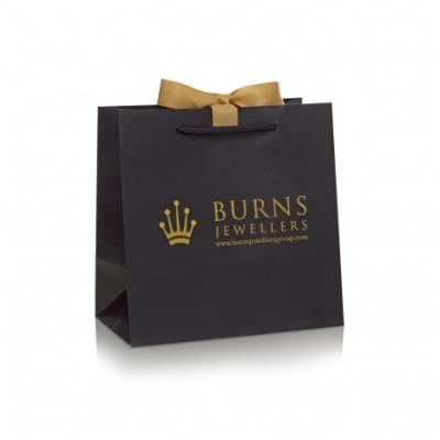 China Recyclable Custom Your Brand Kraft Paper Luxury Black Packaging Bags With Gold Foil for sale