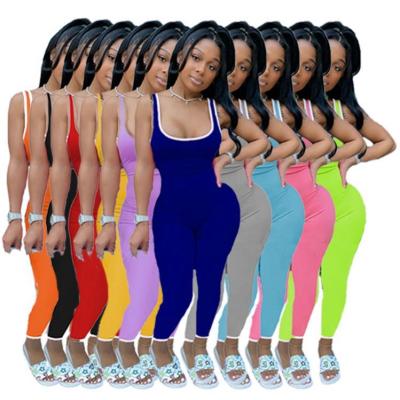 China Anti-wrinkle sleeveless clothing woman stretching women one-piece jumpsuits and rompers fashion women's clothing for sale