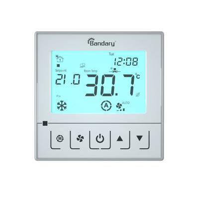 China 7day4periods Programmable Bandary FC221- 3AO2DO 0-10V for Heating/Cooling/Fan/3 Stage Heater HMI Design FCU Electric Thermostat for sale