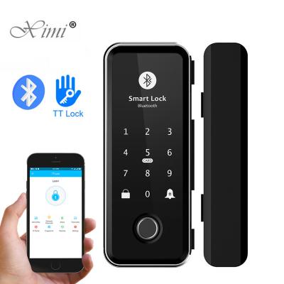 China Card Remote Control Fingerprint Password Code WIFI APP High Security TTLock Lock System Glass Sliding Door Lock 120 for sale