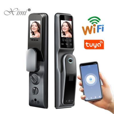 China Aluminum Alloy WIFI TUYA Biometric Fingerprint Face Recognition Palm Print Card Password Key Smart Home Door Lock Access Control System for sale