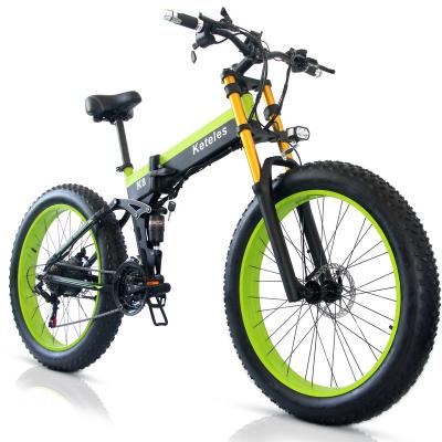 China High performance Aluminum Alloy Rhubarb Double Fork Shouldered Electric Bicycle, Fat Tire 350W48V17.5AH Adult Folding EBIKE for sale