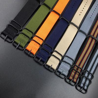 China Wholesale Custom Logo Size Color New Premium Elastic Nylon Material Striped Band Water Resistant Quick Release NATO Watch Band for sale