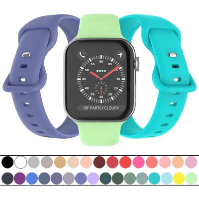 China Replacement Customized Relojes Smart Band Butterfly Buckle Sports Silicone Watch Straps For Apple iWatch 40MM Band 44MM for sale