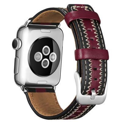 China Coolyep Genuine Leather Buckle Band Shockproof Strap For Apple Watch Series 6 Se Replacement Wristband Watch Bands for sale