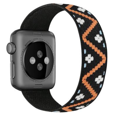 China Coolyep Watch Strap Shockproof Wholesale Breathable Black Elastic Nylon Watch Band For Apple Watch for sale