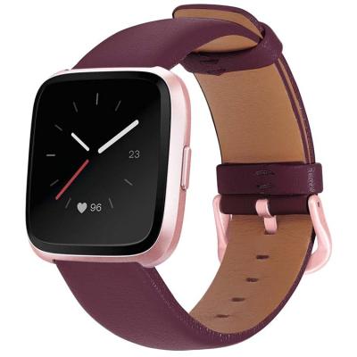 China Water Resistant Coolyep Watch Band Replacement Genuine Leather Strap Compatible with Fitbit Versa for sale