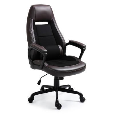 China Factory Price Sale High Quality Modern Brown Ergonomic Executive Desk Rotating PU Leather And Mesh Swivel Chairs (New) for sale