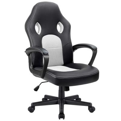 China Factory Wholesale Rotating PVC And Mesh Height Adjustable White Modern Ergonomic Office Chairs Swivel Computer Chairs for sale