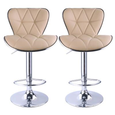 China Modern hot sale PU stainless steel metal frame bar stools bar khaki leather bar chair for rest room home furniture for sale