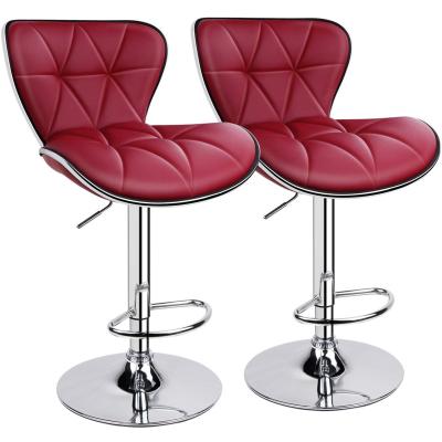 China Factory Manufacturer Cheap Metal Frame Wine Red PU Bar Chair Modern Leather Bar Stools For Entertainment Centers for sale