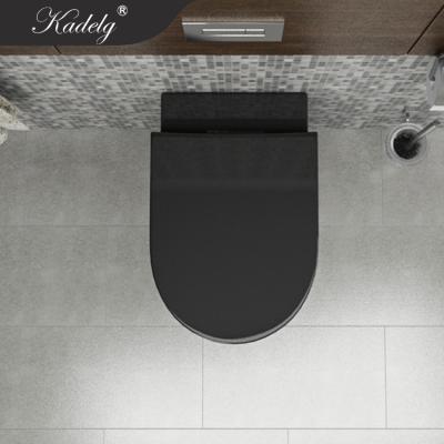 China Ceramic Black Wall Hung Cistern Modern Design Bathroom Hidden Toilet for sale