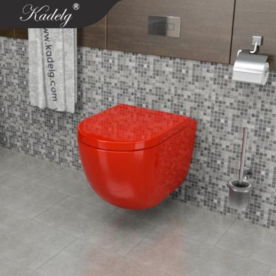 China European Style Concealed Cistern Red Wall Mounted Toilet For Modern Bathroom for sale