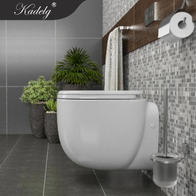 China European Luxury Design Hidden Cistern Bathroom White Ceramic Wall-hung Toilet for sale