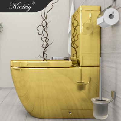 China Double-flush Middle East Style Design Luxury Gold Plated Two Piece Toilet for sale