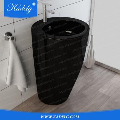 China Modern Black Oval Shape Floor Stand Basin for sale