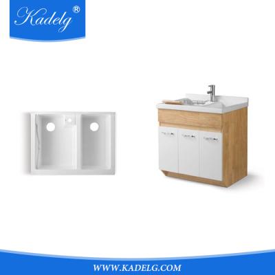 China China Manufacturer Modern Laundry Tub Ceramic Ware Cabinet Laundry Double Sink Bathroom Vanity Clothes Wash Basin for sale