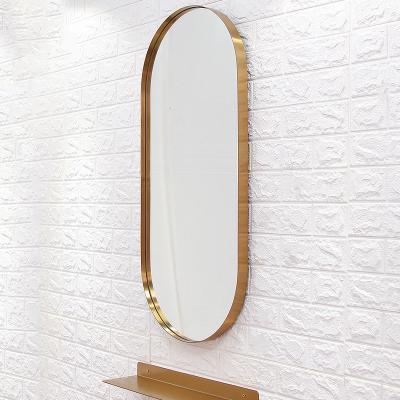 China Salon Floor Magnifying Mirror With SUS304 Gold Frame For Full Face Hair Salon Mirror for sale