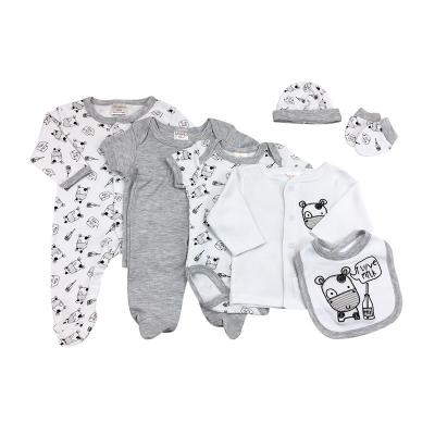 China Summer Hot Selling Cotton Organic Baby Romper Anti-Shrink Clothes Newborn Baby Clothes Sets In 8 Pcs for sale