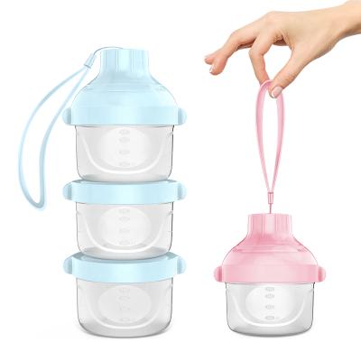 China BPA Free Stackable Dispenser, 3 Fold Detachable Baby Travel Snack Milk Powder Feeding BPA Formula Storage Container for sale