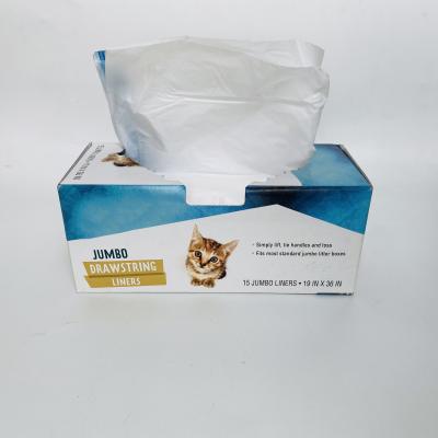 China Durable Drawstring Cat Litter Bags Duty Biodegradable Plastic Cat Litter Pan Liners Heavy for sale