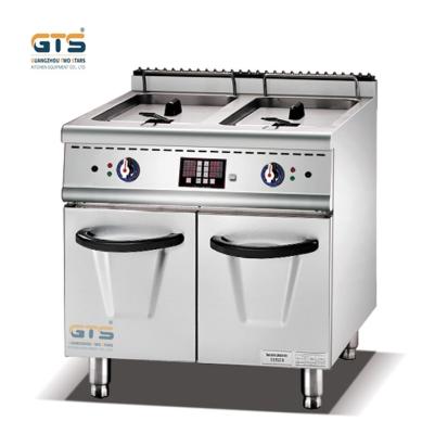 China Luxury Ranges Series Commerical Electric Deep Fryer 2 tanks 2 baskets with temperature control Cabinet Chicken Fryer Potato Chip for sale