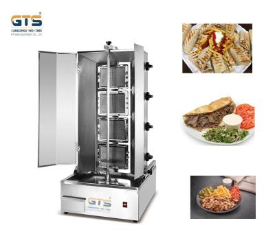 China Commercial Horizontal Gas 4 Burners Shawarma machine with Cover Dubai Saudi Africa Arab Doner Kebab Roti Sandwich Fried Chicken for sale